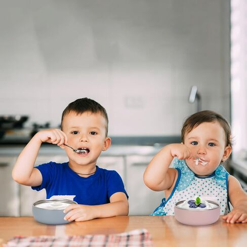 ShineMe Stainless Steel Bowls for Kids, 4 pack Toddler Bowls with Removable Colorful Silicone Sleeve, Unbreakable Baby Bowls for Soup, Cereal, Yogurt, Snacks... in Saudi Arabia