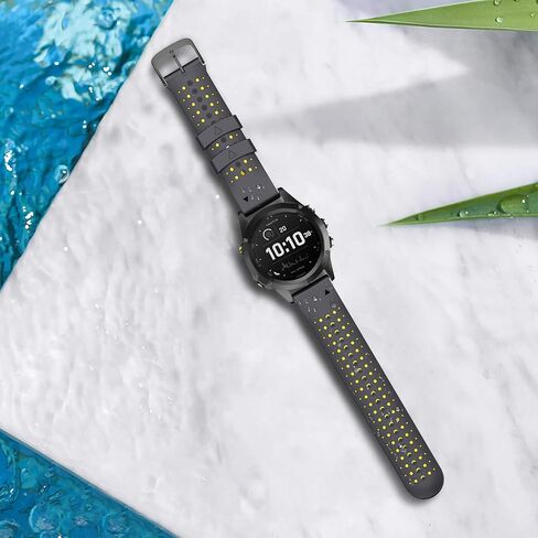 ANCOOL متوافق مع Fenix ​​5/Fenix ​​6/Fenix ​​7 Watch Band 22mm سهلة السيليكون الناعمة للفرقة الناعمة للفرقة Fenix ​​7/6 Pro/Fenix ​​5 Plus/Fenix ​​8 47mm/Forerunner 955/965 الساعات الذكية (سوداء/رمادي) in Kuwait