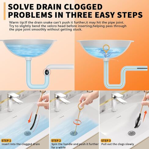 35 Inch Drain Snake Hair Clog Remover Tool, Anti-Break Metal with Nylon Coating Sink Snake, for Bathroom Sink, Tub, Shower, Pipe Drain (4 Pack) in Kuwait
