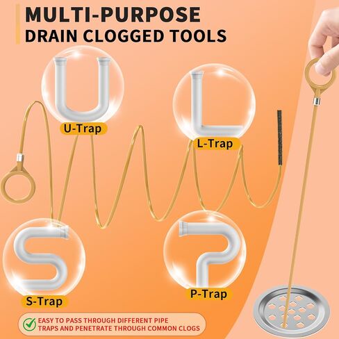 35 Inch Drain Snake Hair Clog Remover Tool, Anti-Break Metal with Nylon Coating Sink Snake, for Bathroom Sink, Tub, Shower, Pipe Drain (4 Pack) in Kuwait