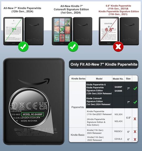 حالة Moko لـ 7 "New 7" Kindle Paperwhite 2024 12th Gen & Kindle Colorsoft Signature Edition 2024 ، قذيفة ضوء خلفية متلألئة مرنة واضحة للغاية مع إيقاظ تلقائي/نوم ، Balck & Glitter in Kuwait