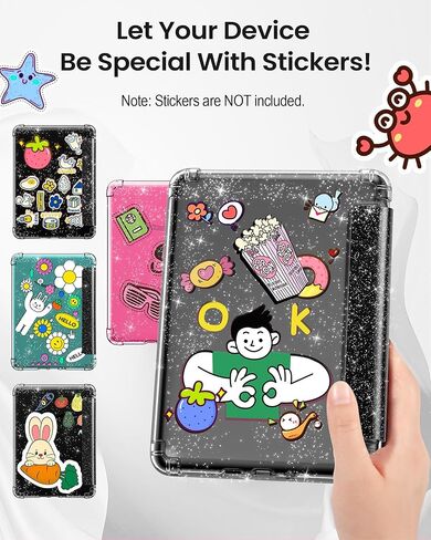 حالة Moko لـ 7 "New 7" Kindle Paperwhite 2024 12th Gen & Kindle Colorsoft Signature Edition 2024 ، قذيفة ضوء خلفية متلألئة مرنة واضحة للغاية مع إيقاظ تلقائي/نوم ، Balck & Glitter in Kuwait