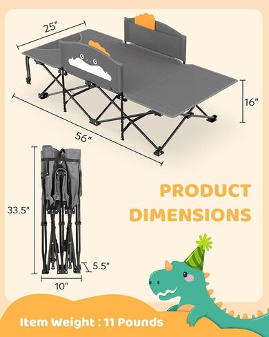 Zenpetio Kids Camping Cot ، سرير طفل قابل للطي مع قضبان السلامة وبطانية متوهجة في الظلام ، تصميم محمول قوي للسفر ، سرير نوم داخلي في الهواء الطلق للأطفال الصغار in Kuwait