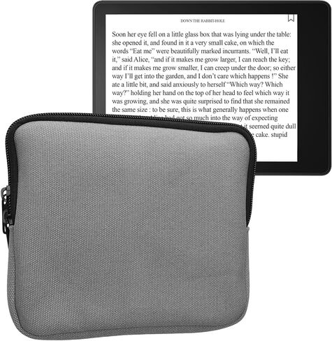 kwmobile Canvas Protective Cover Compatible with 6,8-7" eReader Cover - Canvas Cover for e-Reader with Zip - Grey in Kuwait
