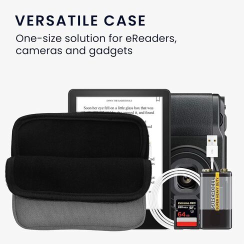 kwmobile Canvas Protective Cover Compatible with 6,8-7" eReader Cover - Canvas Cover for e-Reader with Zip - Grey in Kuwait