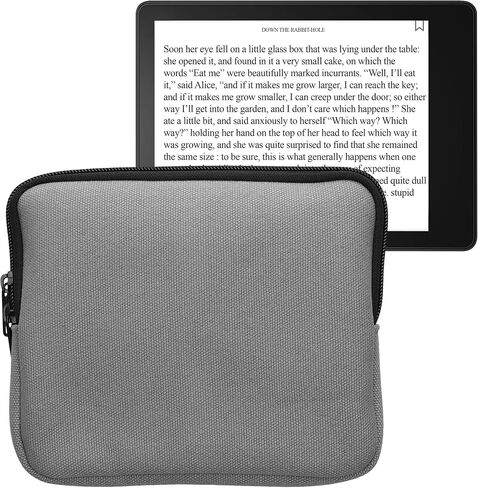 kwmobile Canvas Protective Cover Compatible with 6,8-7" eReader Cover - Canvas Cover for e-Reader with Zip - Grey in Kuwait
