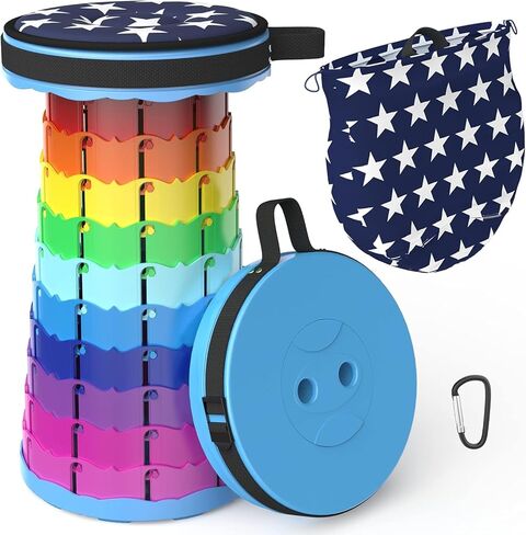 WESAPPINC Upgraded Collapsible Stool, Lightweight & Sturdy,Max 400lbs Portable Retractable Telescoping Stool Foldable Camping Stool for Adults Outdoor Hiking Garden BBQ Fishing (Rainbow) in Saudi Arabia