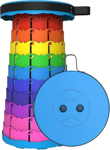 WESAPPINC Upgraded Collapsible Stool, Lightweight & Sturdy,Max 400lbs Portable Retractable Telescoping Stool Foldable Camping Stool for Adults Outdoor Hiking Garden BBQ Fishing (Rainbow) in Saudi Arabia