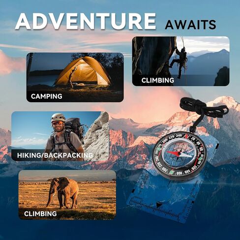 Orienteering Compass, Wilderness Survival Compass for Kids- Magnetic Gear Set Navigation Map- Backpacking Camping Hunting Survival in Saudi Arabia