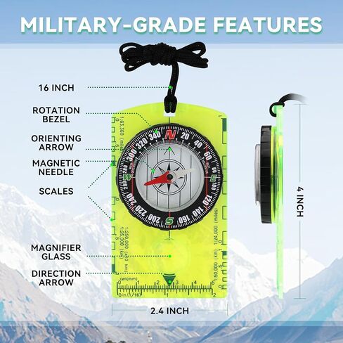 Orienteering Compass, Wilderness Survival Compass for Kids- Magnetic Gear Set Navigation Map- Backpacking Camping Hunting Survival in Saudi Arabia