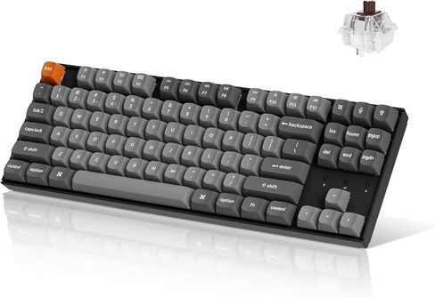 Keychron K8 Max TKL Mechanical Keyboard Wireless, 87 Keys QMK 2.4 GHz/Bluetooth 5.1/Wired Connection, White Backlit with Programmable Keychron Super Brown Switch for macOS Windows Linux in Kuwait