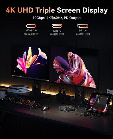KAMRUI E3B Mini PC Ryzen, AMD Ryzen 7 5875U Mini Gaming PC(Beat 5825U/5800U, 8C/16T, Up to 4.5GHz), 32GB DDR 512GB SSD Mini PC Gaming, Dual LAN Support 4K@60Hz Triple Display WiFi6/BT5.2/DP1.4/USB3.2 in Saudi Arabia