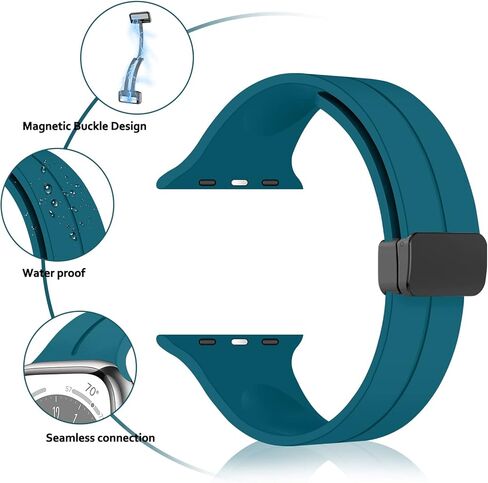 For Apple Watch Band 41mm 40mm 38mm Women Men, iWatch Bands Silicone Magnetic Bracelet Wristband Sport Band for Apple Watch Series 9 8 7 Series SE 2nd Generation SE 6 5 4 3 2 1 Strap in Kuwait