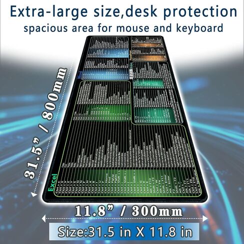 secret corner excel&Word&Windows&powerpoint Cheat Sheet Mousepad,Extra Large Office Desk Accessories Desk mat,Office Keyboard Shortcuts Mouse pad, Non-Slip for Computer Gaming Mouse pad in Saudi Arabia