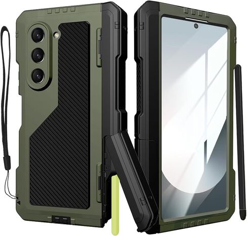 for Samsung Galaxy Z Fold 6 Case with S Pen Holder & Stylus, Fold6 Metal Case with Hinge Protection Screen Protector Military Rugged Heavy Duty Bumper Kickstand Cover for Z Fold 6 Pink in Kuwait