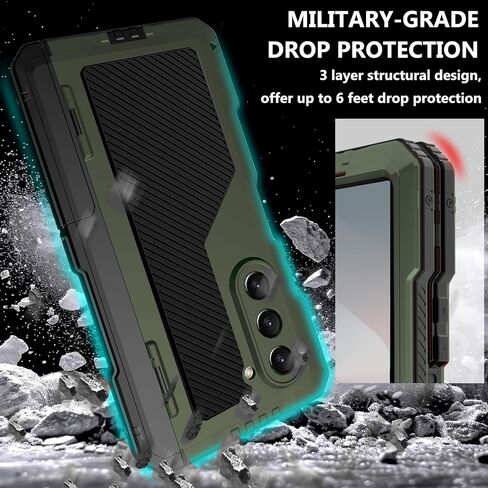 for Samsung Galaxy Z Fold 6 Case with S Pen Holder & Stylus, Fold6 Metal Case with Hinge Protection Screen Protector Military Rugged Heavy Duty Bumper Kickstand Cover for Z Fold 6 Pink in Kuwait