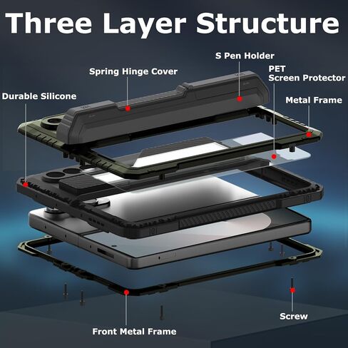 for Samsung Galaxy Z Fold 6 Case with S Pen Holder & Stylus, Fold6 Metal Case with Hinge Protection Screen Protector Military Rugged Heavy Duty Bumper Kickstand Cover for Z Fold 6 Pink in Kuwait