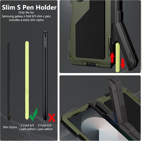 for Samsung Galaxy Z Fold 6 Case with S Pen Holder & Stylus, Fold6 Metal Case with Hinge Protection Screen Protector Military Rugged Heavy Duty Bumper Kickstand Cover for Z Fold 6 Pink in Kuwait
