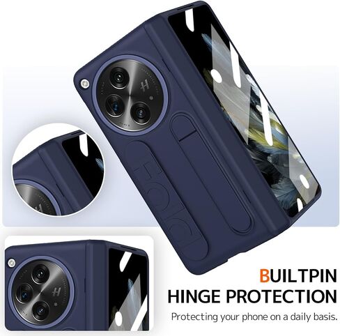 NINKI for OnePlus Open Case with Screen Protector & Wristband,Hard Full Hinge Protection Cover for OnePlus Open Strap Cases for Oppo Find N3 Fold Phone Case Strap Cover for Oppo Find N3 2023 Men Blue in Saudi Arabia