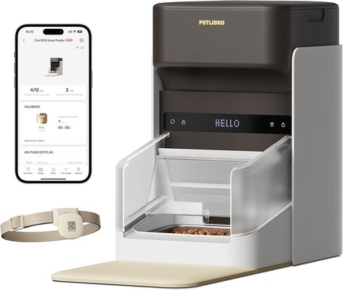 Petlibro RFID Automatic Cat Leeder ، 5G Wi-Fi Pet Leeder ، 3L Auto Cat Leeder Control مع علامة طوق الضوء و 6 حزم حقيبة غذائية للحيوانات الأليفة ، مغذيات تلقائية للقطط in Kuwait