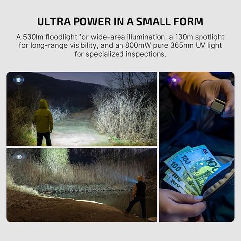 OLIGHT OCLIP Ultra EDC Clip-On Light ، 530 Lumens قابلة لإعادة الشحن مع شحن Type-C ، يجمع بين الأضواء الكاشفة ، الأضواء والأشعة فوق البنفسجية ، الأضواء المجهرية الثلاثي للتفتيش والعمل (Navy Blue) in Kuwait