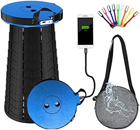 Arcwares Portable Charging Stool with Power Bank and USB Nightlight, Collapsible Retractable Folding Camping Stool Seat for Indoor Outdoor, 4400 mAh Charger for iPhone Android in Saudi Arabia