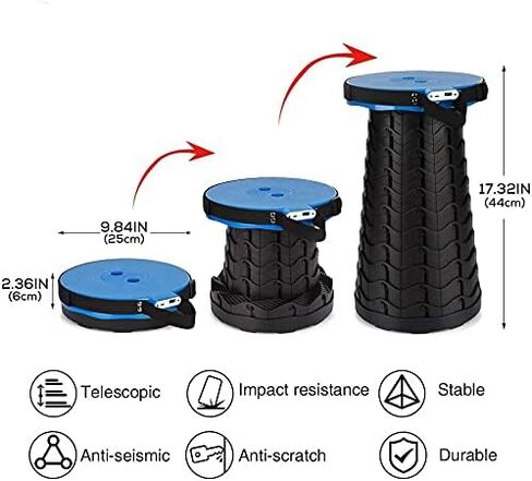 Arcwares Portable Charging Stool with Power Bank and USB Nightlight, Collapsible Retractable Folding Camping Stool Seat for Indoor Outdoor, 4400 mAh Charger for iPhone Android in Saudi Arabia
