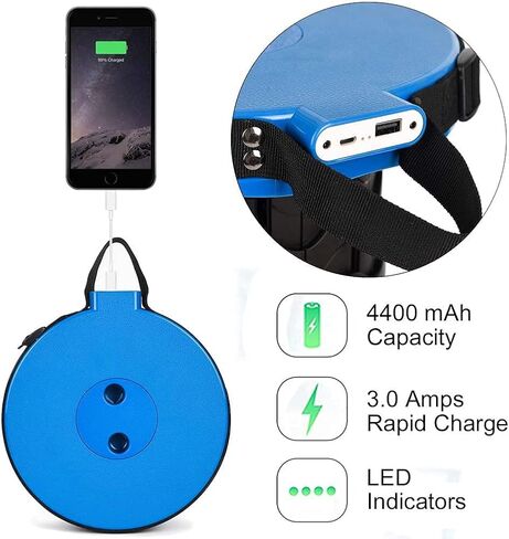 Arcwares Portable Charging Stool with Power Bank and USB Nightlight, Collapsible Retractable Folding Camping Stool Seat for Indoor Outdoor, 4400 mAh Charger for iPhone Android in Saudi Arabia
