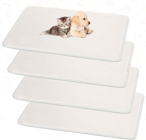 4 Pcs Replacement Liners for Travel Pet Carriers 17 x 11 Inch cat Carrier pad Replacement Pad Absorbent Washable Plush Cashmere Double Sided Dog Bed Mat for Cat Carrier Kennel Crate, Beige in Saudi Arabia