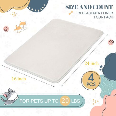4 Pcs Replacement Liners for Travel Pet Carriers 17 x 11 Inch cat Carrier pad Replacement Pad Absorbent Washable Plush Cashmere Double Sided Dog Bed Mat for Cat Carrier Kennel Crate, Beige in Saudi Arabia