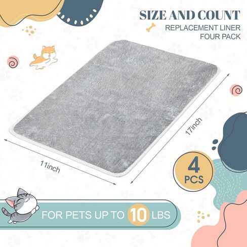4 Pcs Replacement Liners for Travel Pet Carriers 17 x 11 Inch cat Carrier pad Replacement Pad Absorbent Washable Plush Cashmere Double Sided Dog Bed Mat for Cat Carrier Kennel Crate, Beige in Saudi Arabia