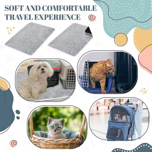 4 Pcs Replacement Liners for Travel Pet Carriers 17 x 11 Inch cat Carrier pad Replacement Pad Absorbent Washable Plush Cashmere Double Sided Dog Bed Mat for Cat Carrier Kennel Crate, Beige in Saudi Arabia