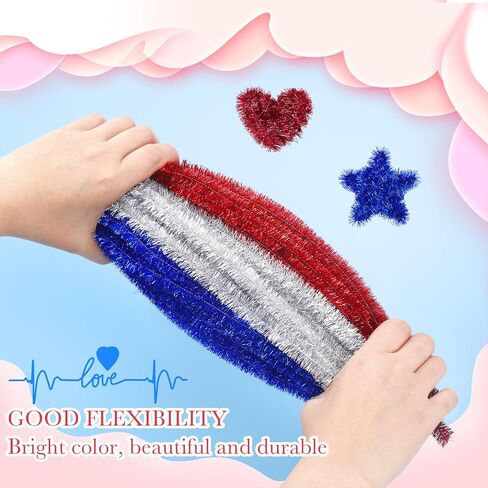 200 pcs منظفات أنابيب كبيرة بريق 15 مم × 12 بوصة منظفات الأنابيب المعدنية اللامعة بالجملة لسانت باتريكس يوم استقلال عيد الميلاد المصنوع يدويًا DIY الحرف اليدوية (الوردي) in Kuwait