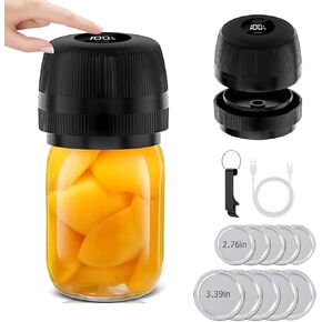Mason Jar Vacuum Sealer Kit Automatic Electric Mason Jar Vacuum Sealer Machine for Regular & Wide Mouth Jars (Black)