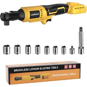 Cordless Electric Ratchet Wrench 3/8", 21V Power Ratchet Wrench Kit, 2X2000mAh Lithium-Ion Battery And Charger, 1 Carry Box, Variable Speed and 7 Sockets, 1/4" Adaptor, 3" Extension