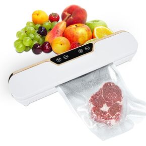 Vacuum Sealer With 10 Vacuum Sealed Bags, Fully Automatic Dry & Wet Dual Use Food Vacuum Sealer Machine, One Click Intelligent Operation, Digital Display, 62 kPa Super Strong Suction Power