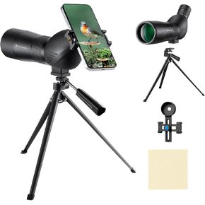 K&F Concept 20-60x60 Spotting Scopes for Target Shooting, Waterproof Spotter Scope with Tripod & Phone Adapter, 131-66ft/1000yds BAK4 45°Angled Eyepiece Range Scope for Bird Watching Wildlife Hunting