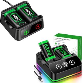 2x 6200MWH بطارية Xbox قابلة لإعادة الشحن+2x 4800MWH بطاريات Xbox قابلة للشحن لـ Xbox One/Seires x/s