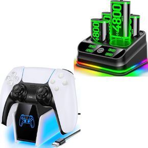 Rechargeable Battery Pack Charger for Xbox & PS5 Single Controller Charger Station