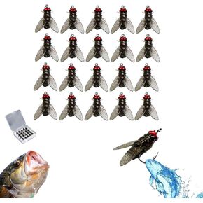 20Pcs Bionic Fly Fishing Bait, 2024 New Fly Hook Soft Bait Add Fish Attractant Fishing Gear, Silicone Artificial Fishing Lure with Sharpened Hook