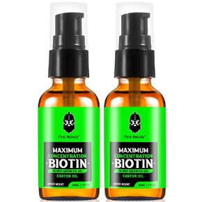 Beard Oil,Maximun Thickening Biotin, with Castor Oil and Argan & Jojoba Oils, Promotes Beard Growth, Styles, Strengthens & Softens Beards & Mustaches,1 Ounce*2（2 Pack）, Vanilla, Cedar, Orange
