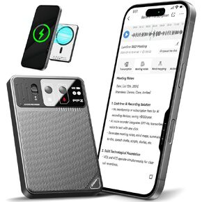 AI Voice Recorder with Lifetime Free Transcription - ChatGPT Powered 107 Languages Translator, 64GB Smart Recorder with App Control for Meetings/Lectures, 60H Battery & Military Encryption (Grey)