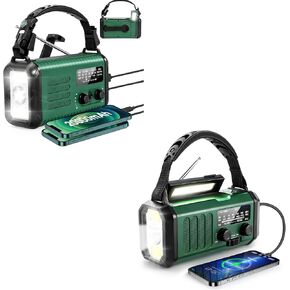 Hand Crank Emergency Radio, NOAA/AM/FM Weather Radio, Solar Radio, 20000MAH Rechargeable Battery Powered with USB Charging LED Flashlight Reading Lamp Headphone Jack, SOS Alarm for Emergency