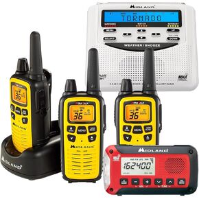 Midland Emergency Preparedness Kit - Featuring Home & Portable NOAA Emergency Weather Radios and Two-Way Radios (3-Pack)