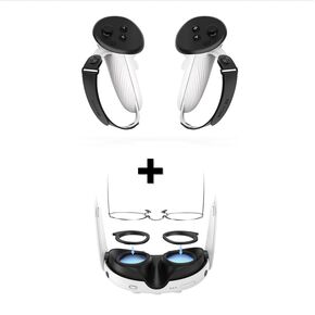 AMVR Controller Grips Compatible with Meta/Oculus Quest 3, Silicone Accessories & Lens Protector Set Compatible with Meta/Oculus Quest 3 Accessories,Glasses Spacer for Quest 3 Lenses