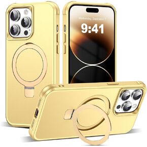 TIANLI Designed for iPhone 14 Pro Case with Magnetic Invisible Ring Stand [Compatible with Mag-Safe] [Military Drop Protection] Shockproof Anti-Slip Cover for Men Women,Red