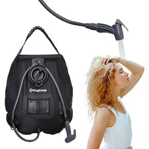 KingCamp Solar Shower Bag for Camping, Lightweight Shower Bag, Durable, Leak-Proof Design with Thermometer, Removable Hose, Switchable Shower Head，5 gallon/20L