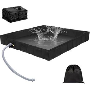 Outdoor Camping Shower Base, 40 * 40 * 5 Inch Foldable Shower Tent Awning Base with Drain Hose Portable Shower Pan for Outdoor Camping Beach RV or Caravan (Portable 5 inch Height)