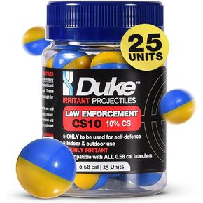 Duke LE CS10 Irritant Projectiles-Non Lethal Gun, 68 Caliber Pepper Balls for Self Defense, Non Lethal Self Defense Weapons, Compatible w/Pepper Ball Launchers for Home & Personal Protection- 25Count