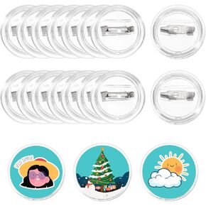MECCANIXITY 25Pcs Blank Buttons Pin Button Maker Badges Sewing Acrylic Clear 1.46 inch for DIY Crafts Photo, Pin on Clothes, Hats, Bags, Circle Buttons